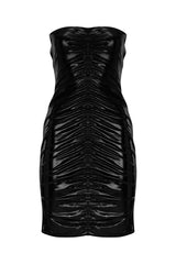 Strapless Ruched Mini Dress - Black