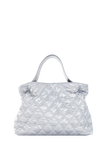 Quilted Metallic Fabric Tote Bag - Silver
