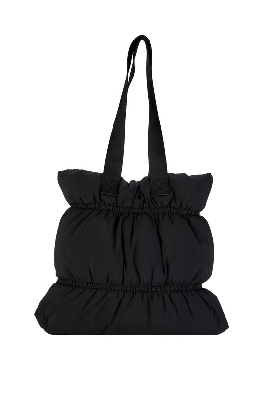 Quilted Puffy Tote Bag - Black