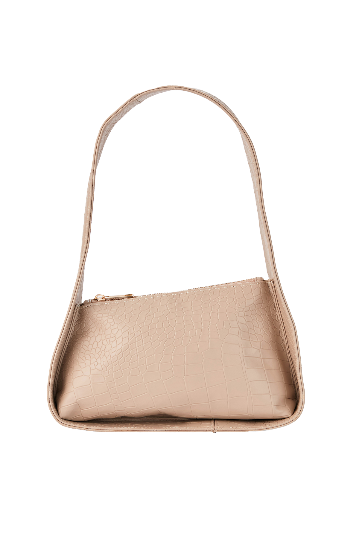 Beige croc-effect baguette bag