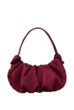 Pleated Satin Shoulder Bag - Burgundy