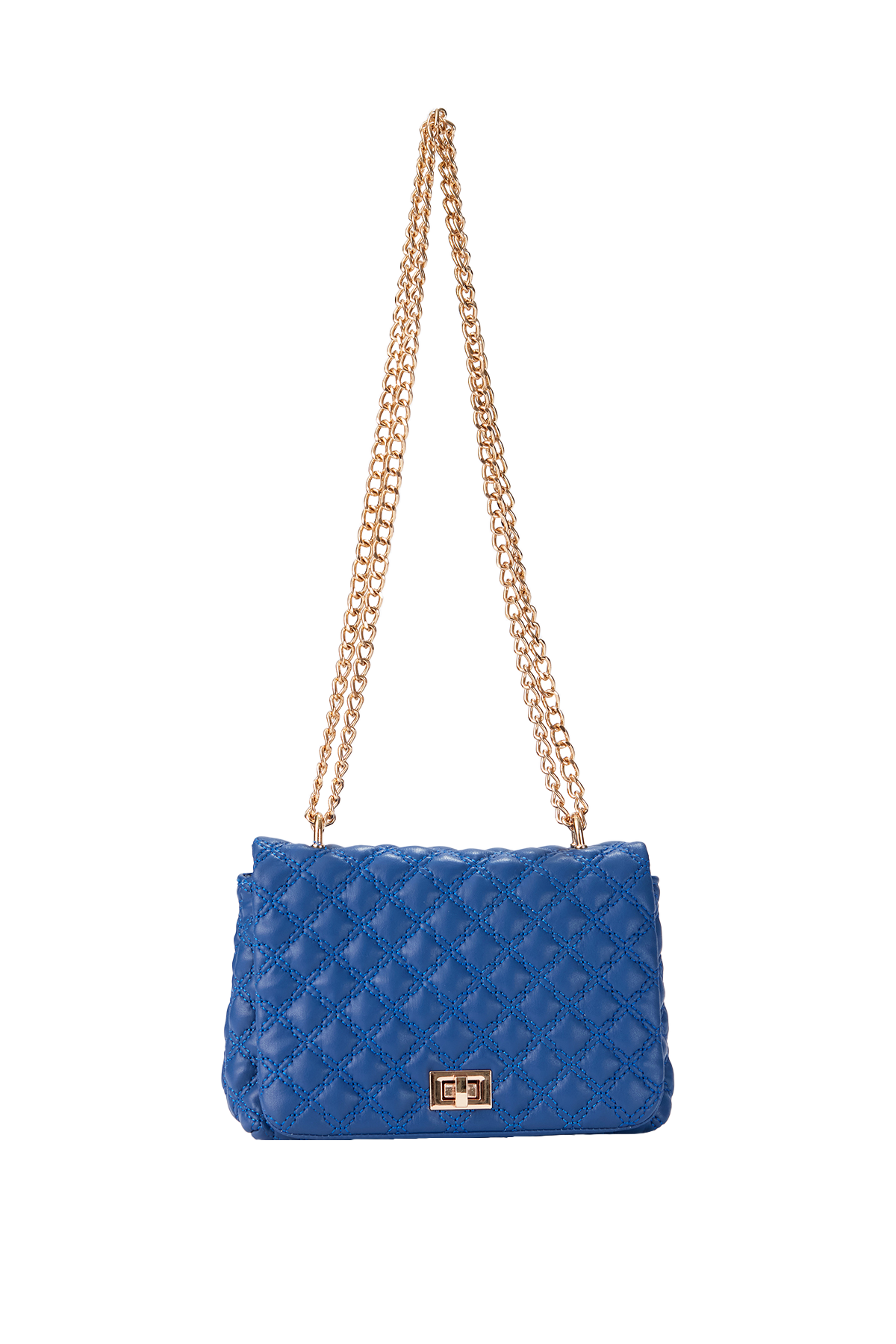 Quilted Plant Based Crossbody Bag - Blue