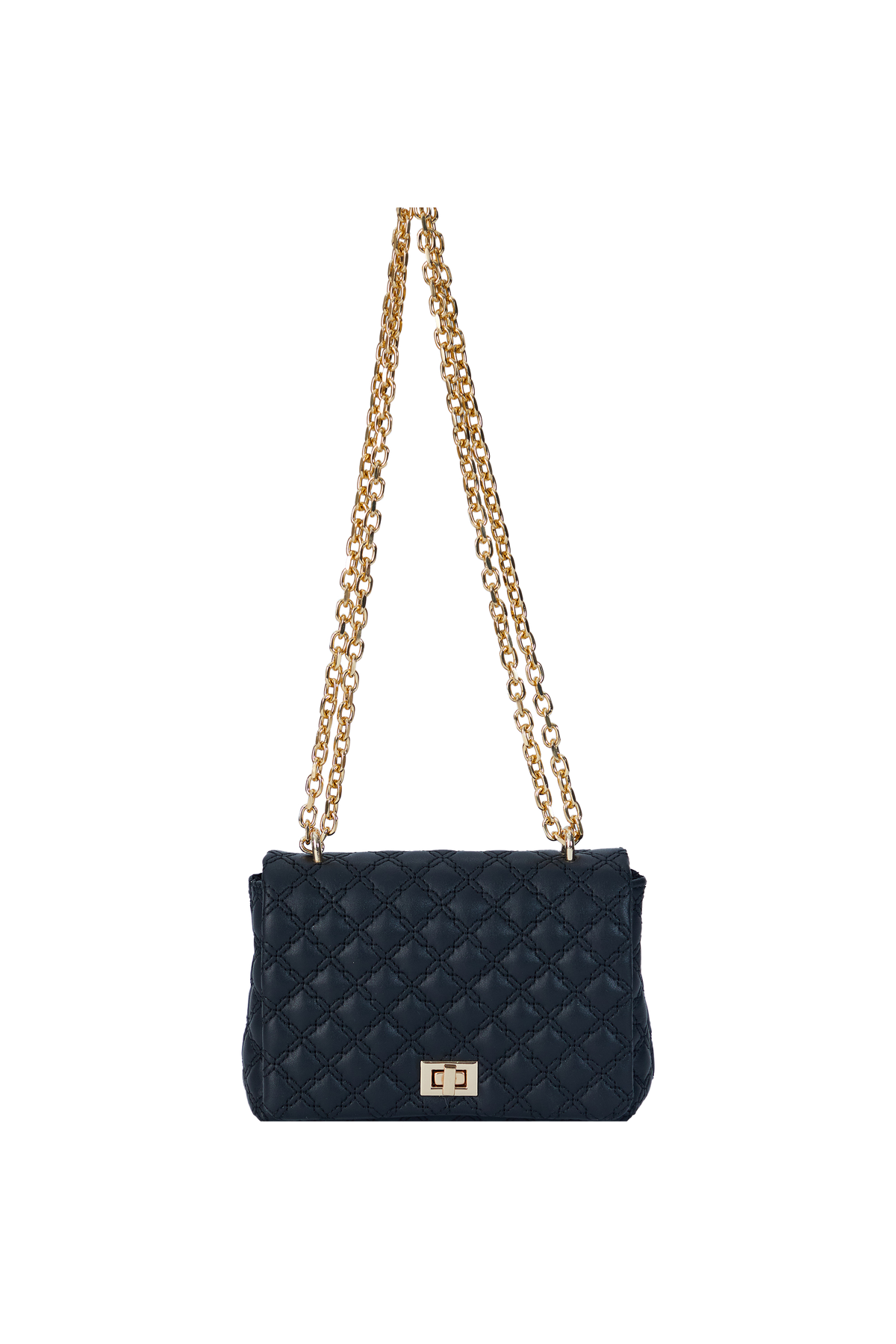 Quilted Plant Based Crossbody Bag - Black