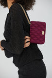 Recycled Quilted Satin Crossbody Bag - Burgundy