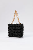 Quilted Satin Handbag - Black