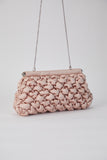 Quilted Satin Clutch Bag - Nude