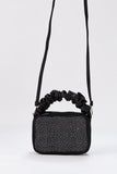 Diamente Evening Bag with Detachable Crossbody Strap - Black