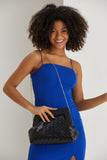 Asymmetrical  Braided Pu Leather  Clutch Bag With Detachable Strap - Black
