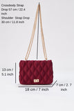Quilted Satin Mini Crossbody & Shoulder Bag - Burgundy