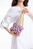 Floral Quilted Shoulder Grab  Bag with Gold Chain Strap - Multi