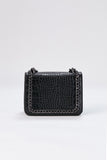 Chain Braided Croc Shoulder & Crossbody Bag - Black