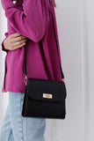 Croc Pu Leather Crossbody Bag - Black