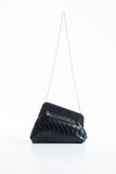 Asymmetrical  Braided Pu Leather  Clutch Bag With Detachable Strap - Black