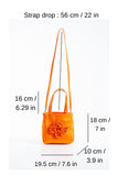 Floral Satin Handbag with Detachable Crossbody Strap - Orange