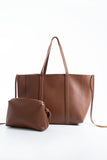 Pu Leather Weekend Bag  – 2 Pcs Set - Tan