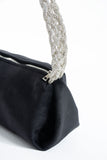 Chunky Braided Diamante Strap  Shoulder Bag - Black