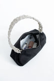 Chunky Braided Diamante Strap  Shoulder Bag - Black