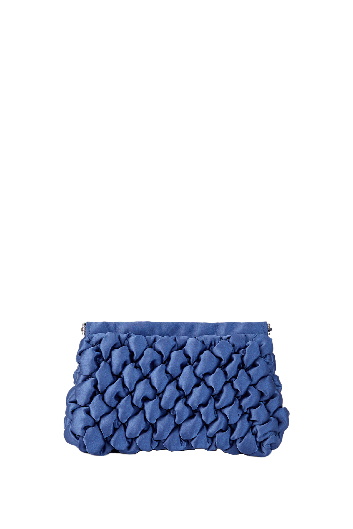 Quilted Satin Clutch Bag - Blue