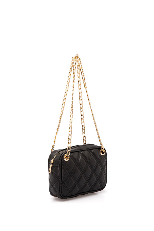 Sac Photo Horizontal En Cuir Vegan Quilt - Noir Et Or