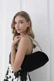 Chunky Braided Diamante Strap  Shoulder Bag - Black