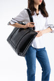 Metallic Finish Pu Leather Weekend Bag - Black