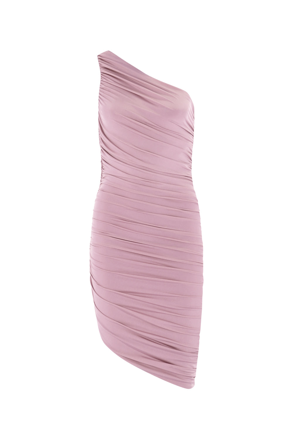 Asymmetrisches drapiertes Kleid – Rosa