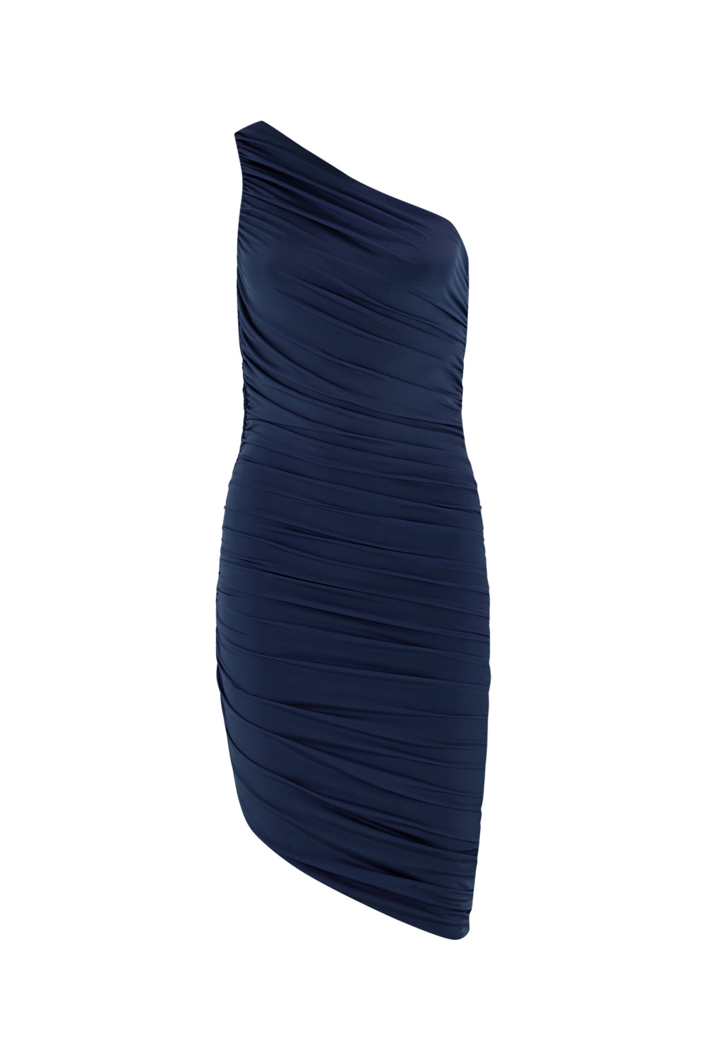 Asymmetric Draped Dress - Navy Blue