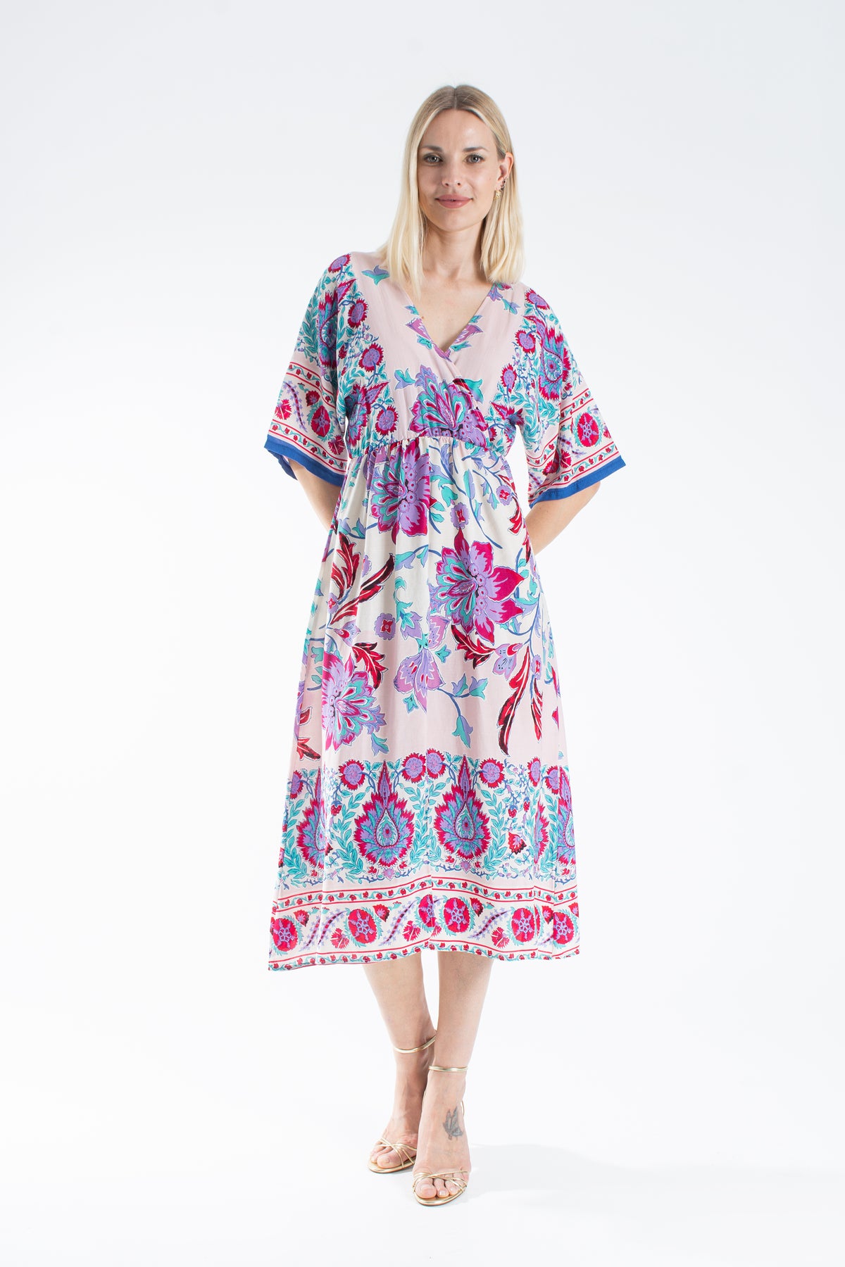 Womens Floral Print Midi Dress