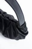 Pleated Satin Shoulder Bag - Black