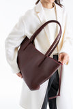 Pu Leather Large Tote Bag with Matching Zipper Pouch  2PCS Set - Burgundy