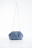 Shimmery Pouch Bag with Detachable Crossbody Strap - Light Blue