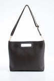 Handle Detail Pu Leather Large Handbag with Detachable strap - Brown