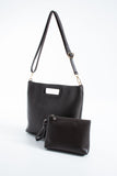 Handle Detail Pu Leather Large Handbag with Detachable strap - Brown