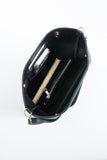 Handle Detail Pu Leather Large Handbag with Detachable Strap - Black