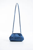 Satin Pouch Bag With Detachable Crossbody Strap - Blue