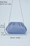 Shimmery Pouch Bag with Detachable Crossbody Strap - Light Blue