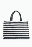 Striped Canvas Summer Tote Bag  with Matching Zipper Pouch 2 Pcs Set