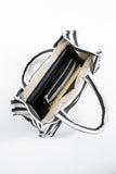 Striped Canvas Summer Tote Bag  with Matching Zipper Pouch 2 Pcs Set