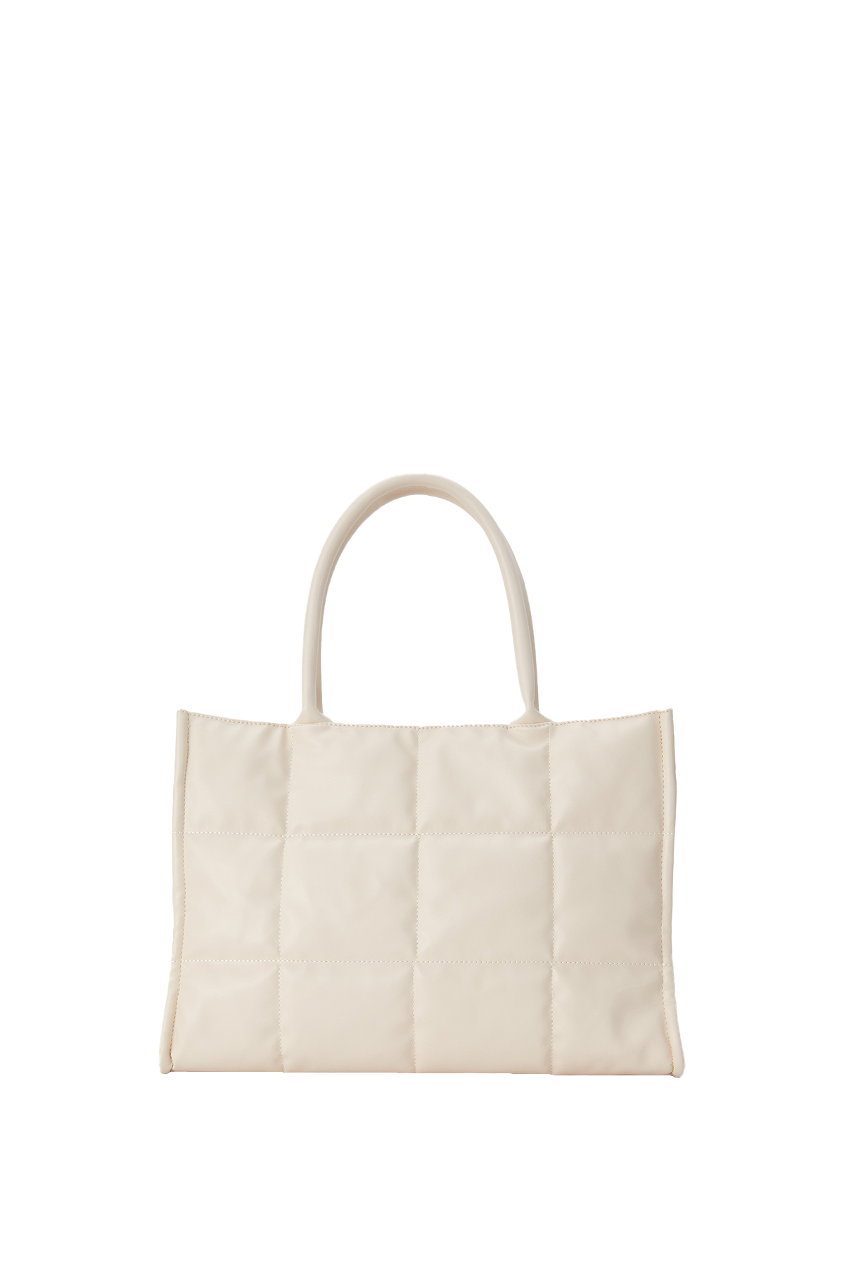 Quilted Vegan Leather Tote Bag - Cream