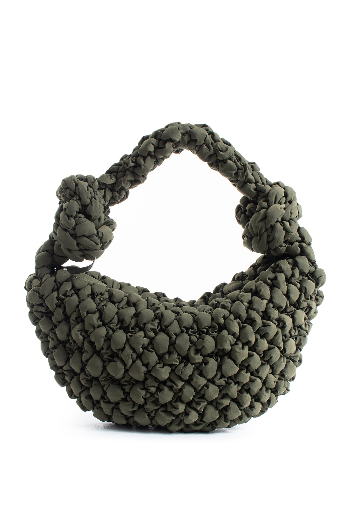 Puffy Quilted Lightweight Large Shoulder Bag - Green