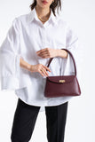 Pu Leather Flap Shoulder Bag - Burgundy