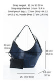 Woven Vegan Leather Large Slouchy Hobo Bag – 2-Piece Set with Matching Clutch - Dark Navy
