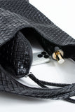 Braided Pu Leather  Slouchy Tote Bag - Black