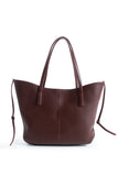 Pu Leather Large Tote Bag with Matching Zipper Pouch  2PCS Set - Burgundy