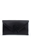 Satin Evening Clutch Bag with Embellishment - Black
