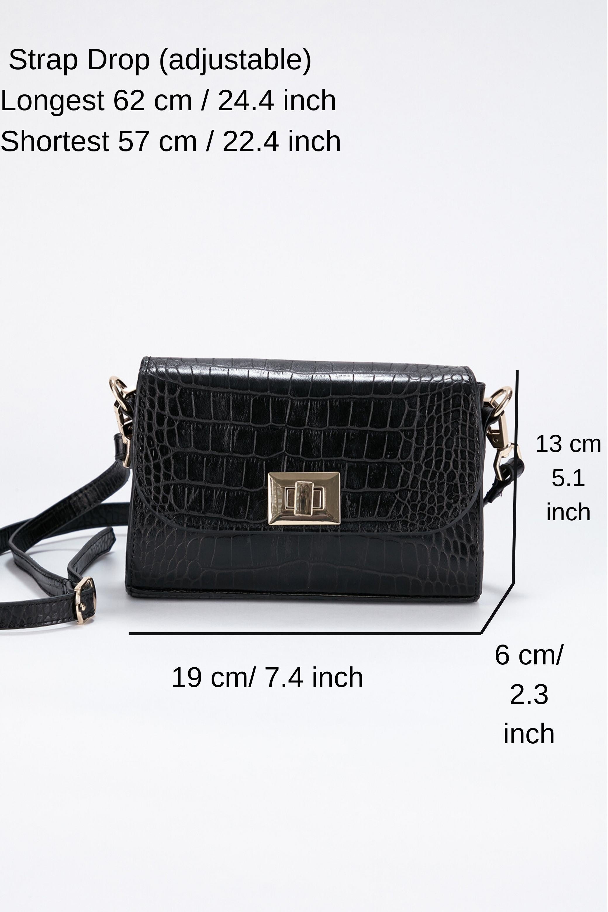 Croc Pu Leather Detachable Strap Crossbody Bag - Black