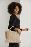 Quilted Tote Bag With Detachable Crossbody Strap - Cream