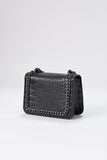 Chain Braided Croc Shoulder & Crossbody Bag - Black