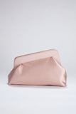 Asymmetrical Satin Clutch Bag with Chain Strap - Nude