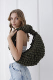 Puffy Quilted Lightweight Large Shoulder Bag - Green